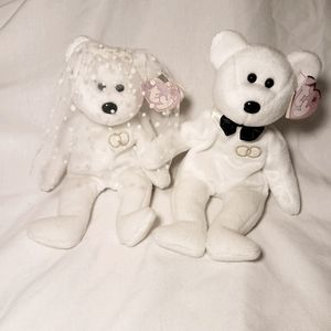 RARE SET:Mr. & Mrs. Wedding Bears Ty Beanie Babies